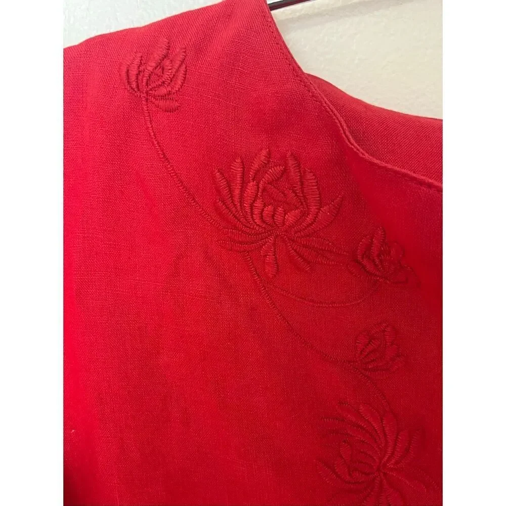Chaps Classic Ralph Lauren linen red tunic